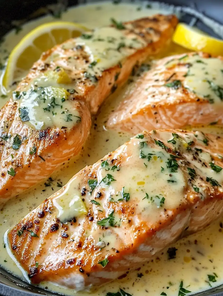 Gebackener Lachs mit Zitronen-Butter-Sahne-Sauce