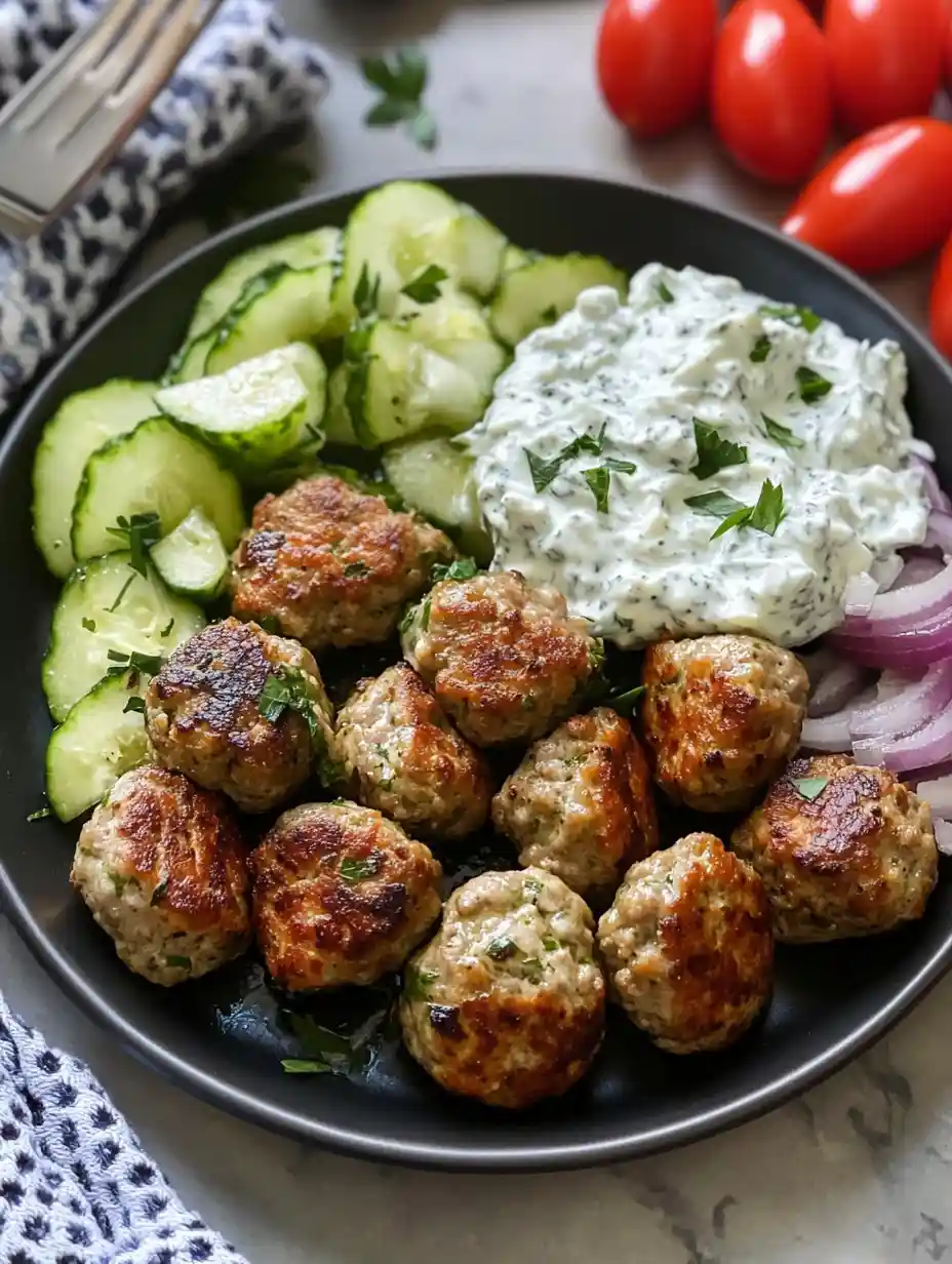 Griechische Putenfleischbällchen mit Tzatziki-Sauce