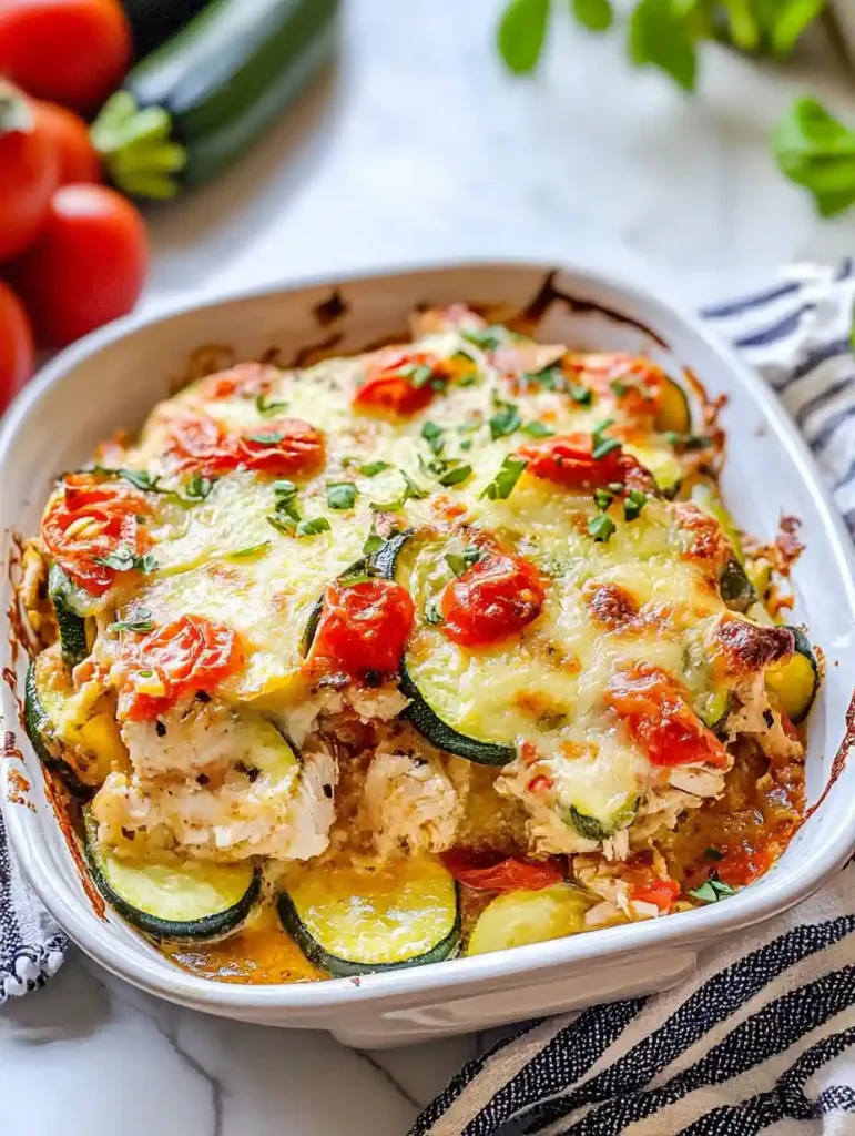 Mediterranes Hähnchen-Zucchini-Gratin