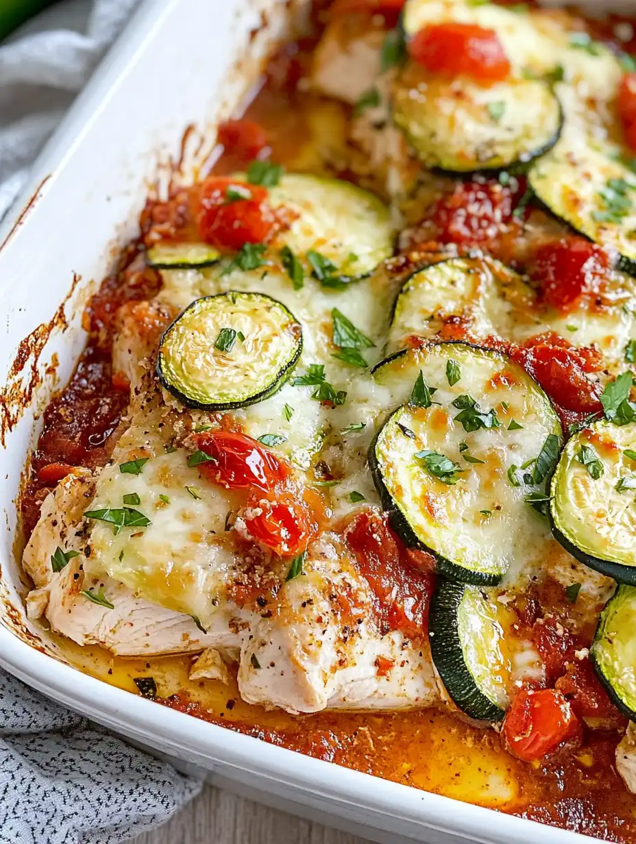 Mediterranes Hähnchen-Zucchini-Gratin