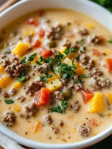 Einfaches Cheeseburger-Suppen-Rezept